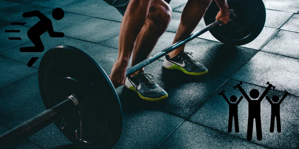 A man doing a dead lift with graphics in the corners.