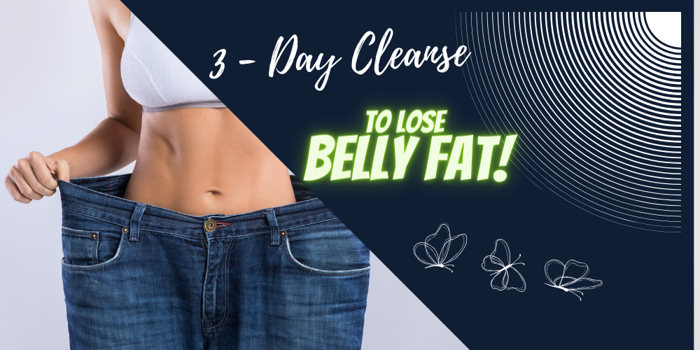A woman wearing big pants showing she lost belly fat. 3 day cleanse to lose belly fat.