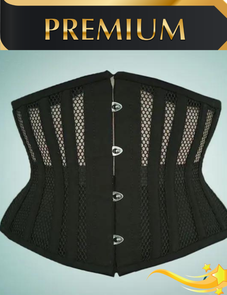 A picture of a orchard corset waist trainer with the words premium above it.